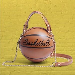 Basketball Tan Handbag or crossbody with removable chain